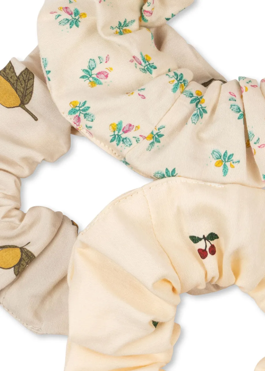 Store Konges Sløjd 3 pak scrunchie stor - CHERRY/LEMON/FLEUR COLORÈ cherry/lemon/fleurcolorè