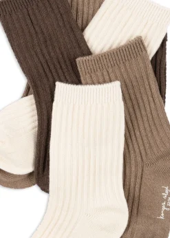 Clearance Konges Sløjd 3 pak strømper - sand/hazel/shitake