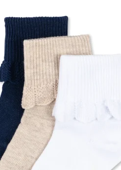 Store Konges Sløjd 3 pak strømper - white/navy/beige