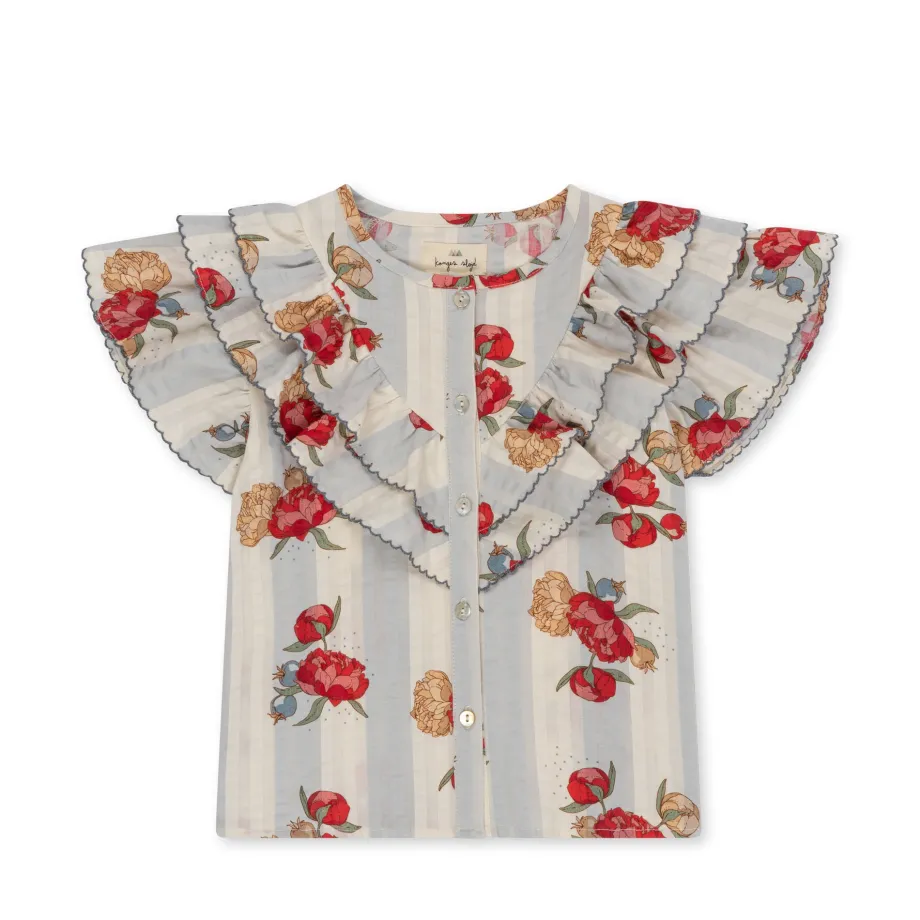 Outlet Konges Sløjd kim kortærmet skjorte - PEONY STRIPE peonystripe