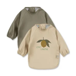 Best Konges Sløjd 2-pak langærmet hagesmæk - OVERLAND TREK/FRENCH OAK overlandtrek/frenchoak