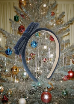 Hot Konges Sløjd Velvet Bow hårbøjle - navy blazer navyblazer